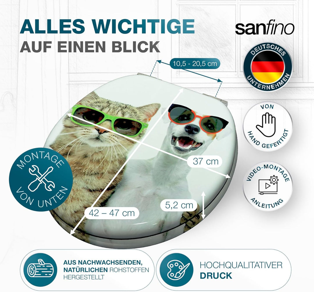Premium WC Sitz mit Absenkautomatik – hochwertige Toilettendeckel aus Holz, viele bunte Motive, hohe