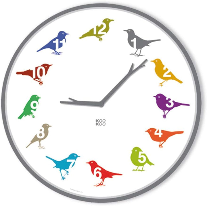 KOOKOO UltraFlat Color, Moderne Singvogeluhr mit 12 heimischen Vogelstimmen, Color