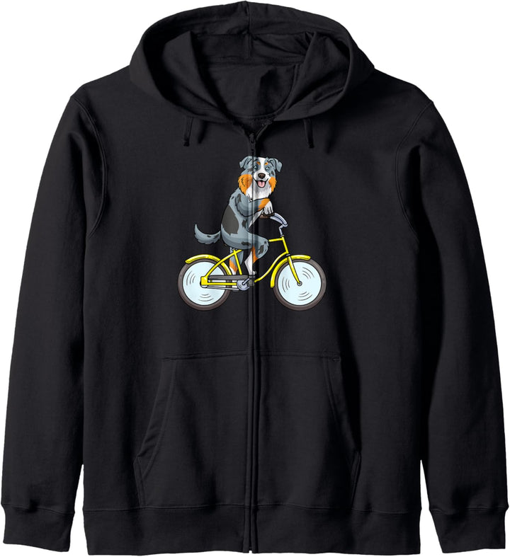 Australian Shepherd Hund Mit Fahrrad Kapuzenjacke