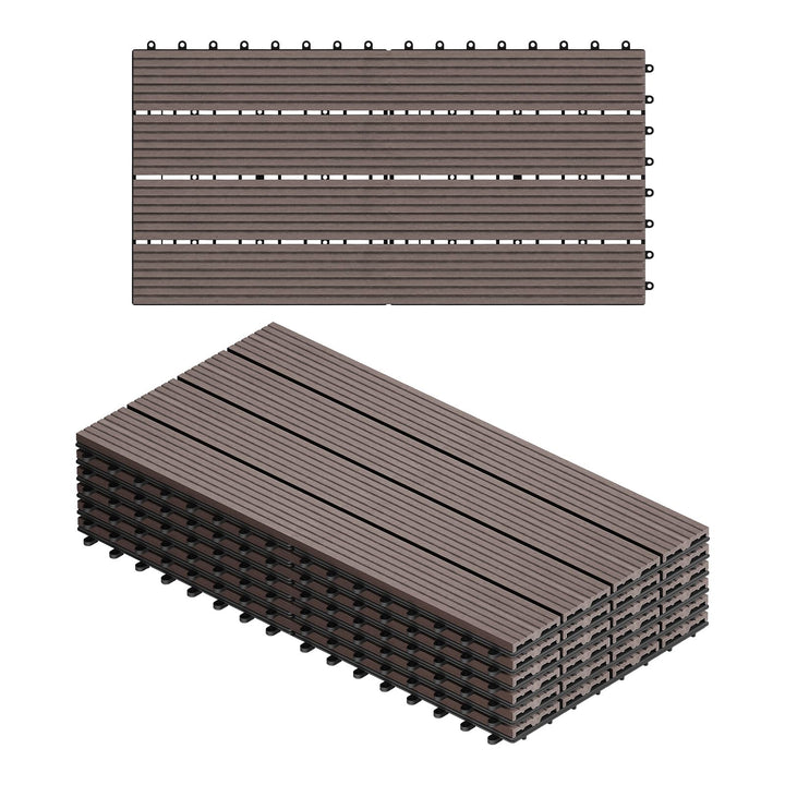 WOLTU WPC Terrassenfliesen Terrassendielen Holz-Optik 30x60cm, Fliese Bodenfliese Klickfliese mit kl