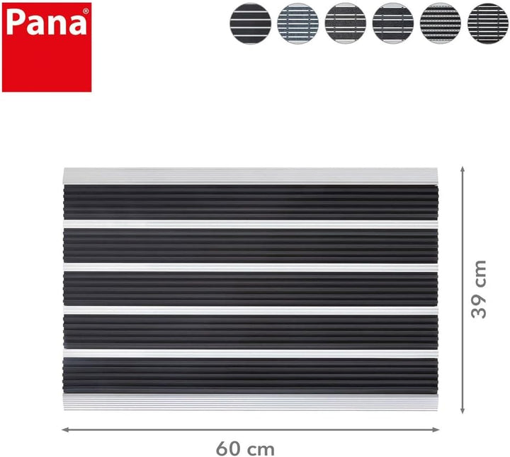 PANA Aluminium Türmatte (39x60cm) • Fussmatte Aussen • Schmutzfangmatte • Fussabtreter mit Nadelfilz