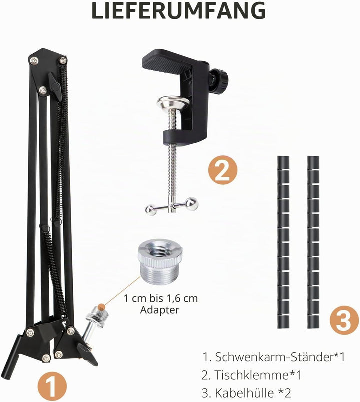 SUNMON für Fifine AM8 XLR Mikrofon Arm, Universeller Mikrofonarm Tisch für Fifine K688 PodMic Boom A