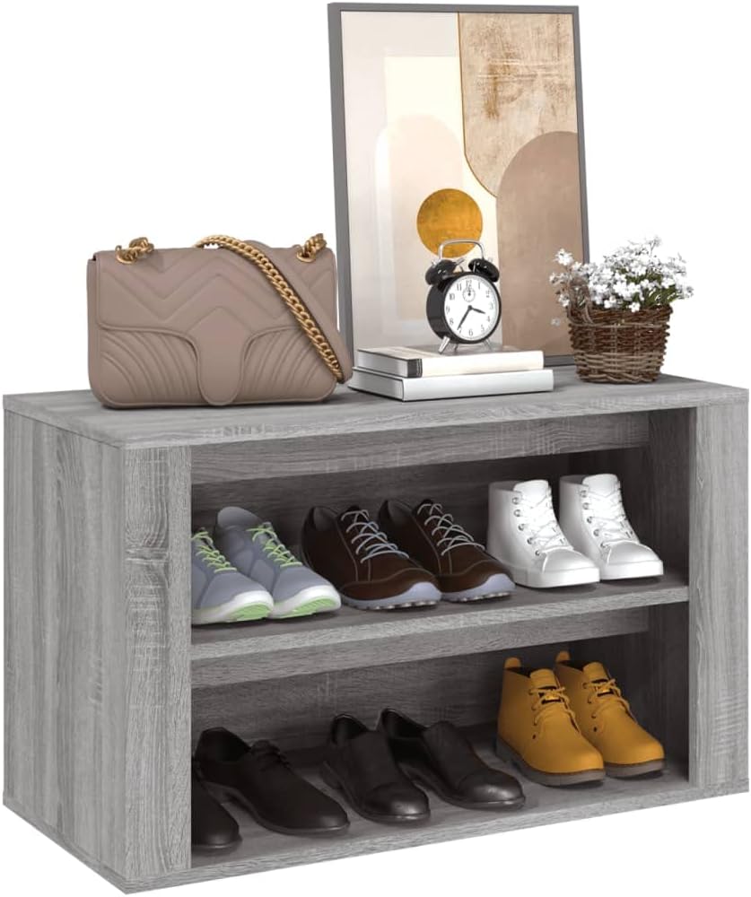 Schuhregal Grau Sonoma 75x35x45 cm Holzwerkstoff Schuhorganizer Schuhaufbewahrung Schuhschrank Holz