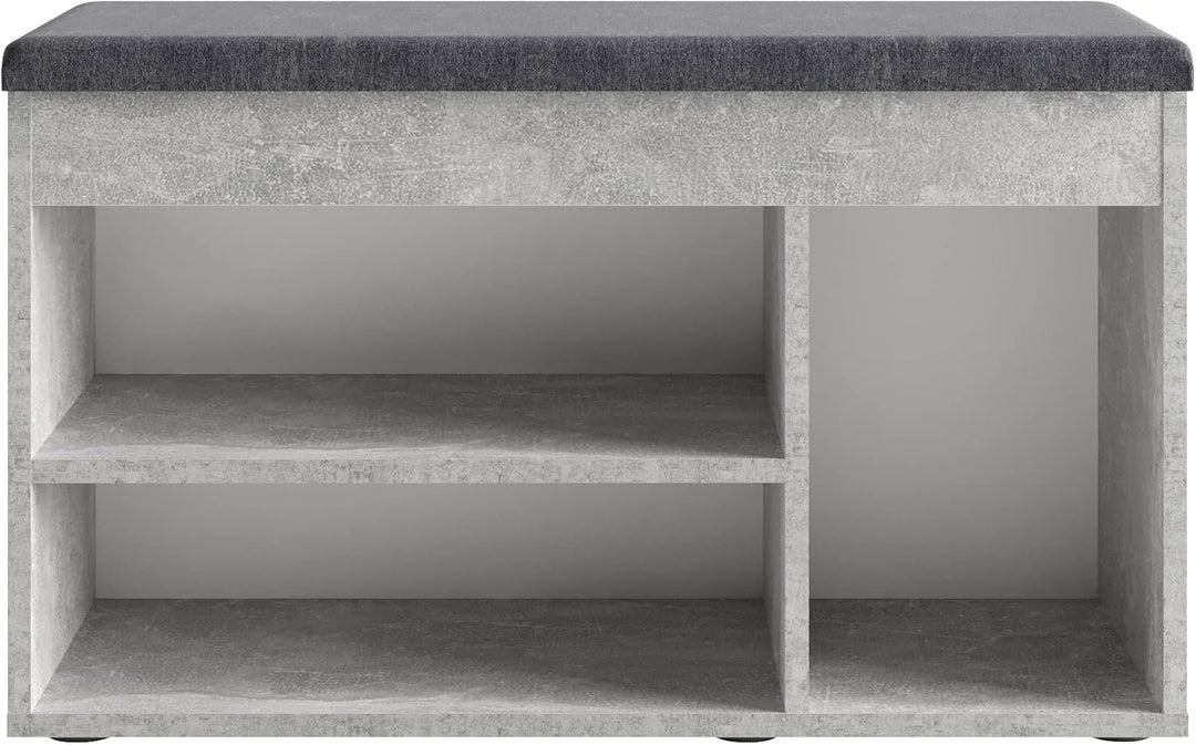 KOMTO Schuhbank mit Sitzfläche - Schuhregal Bank mit Stauraum Beton 80 x 48 x 32 cm Schuhschrank mit
