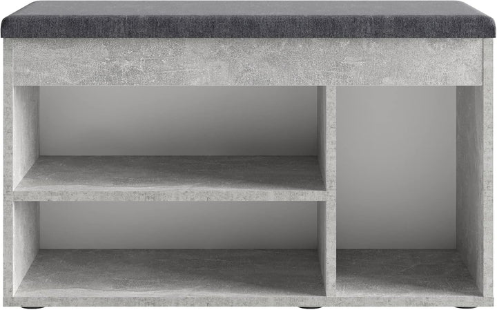 KOMTO Schuhbank mit Sitzfläche - Schuhregal Bank mit Stauraum Beton 80 x 48 x 32 cm Schuhschrank mit
