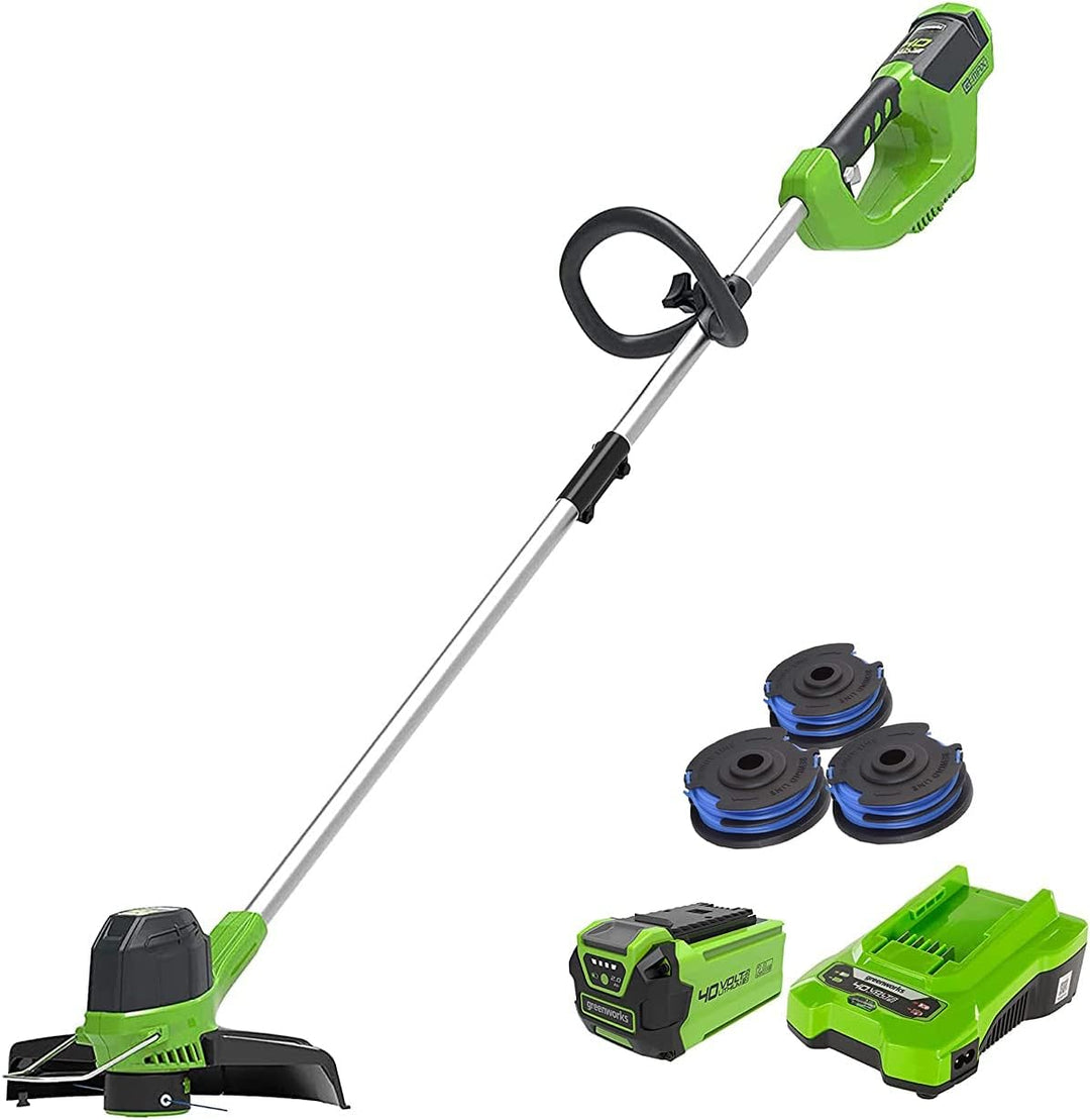 Greenworks Akku-Rasentrimmer G40LT mit 3 Stück Doppel-Fadenspule (Li-Ion 40 V 30cm Schnittbreite 700