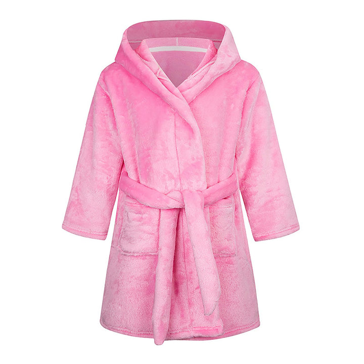 Bademantel für Mädchen, einfarbig, mit Kapuze, Flanell-Fleece-Bademantel für Jungen rose 9-12 Jahre,