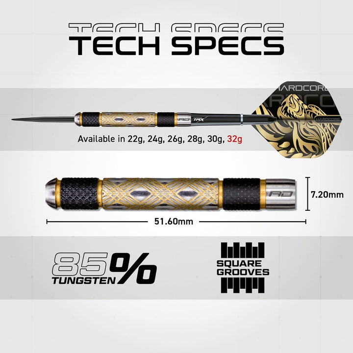RED DRAGON Golden Eye Dartpfeile 22g, 24g, 26g, 28g, 30g oder 32g Profi Dartpfeile mit Flights und S