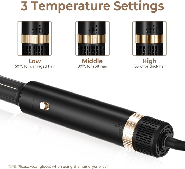 UKLISS Hairstyler 6 in 1 Air Styler Set- für Locken, Volumen, Glätten und Trocknen- 1000W Föhnbürste