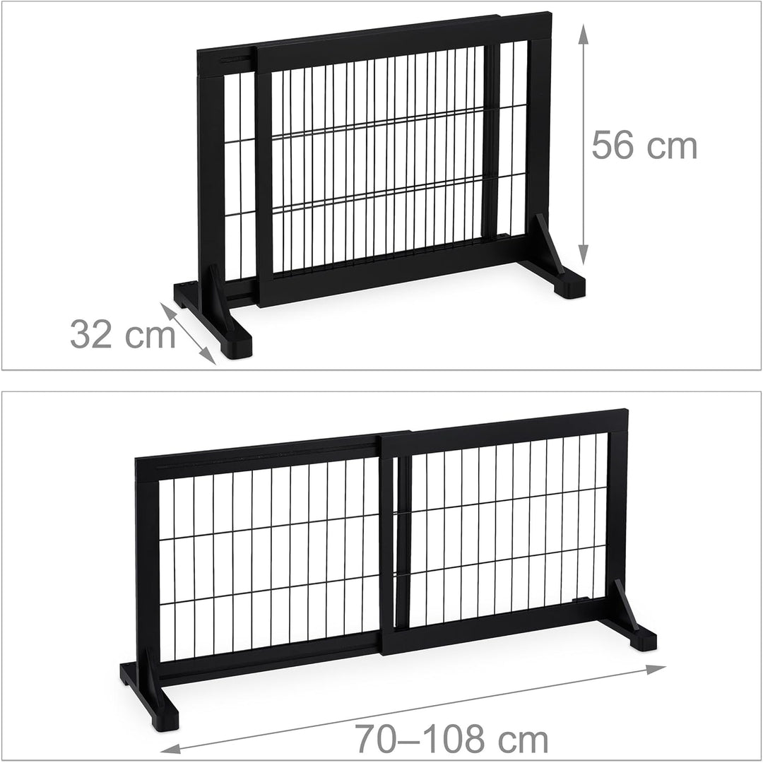 Relaxdays Absperrgitter, ausziehbares Schutzgitter, Treppe & Tür, HxB 56x70-108 cm, freistehend, Kin