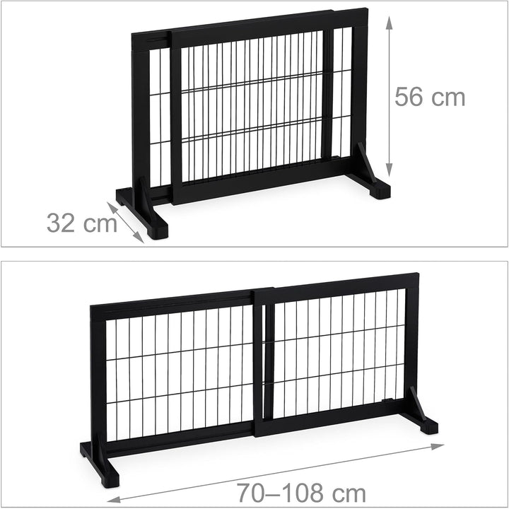 Relaxdays Absperrgitter, ausziehbares Schutzgitter, Treppe & Tür, HxB 56x70-108 cm, freistehend, Kin