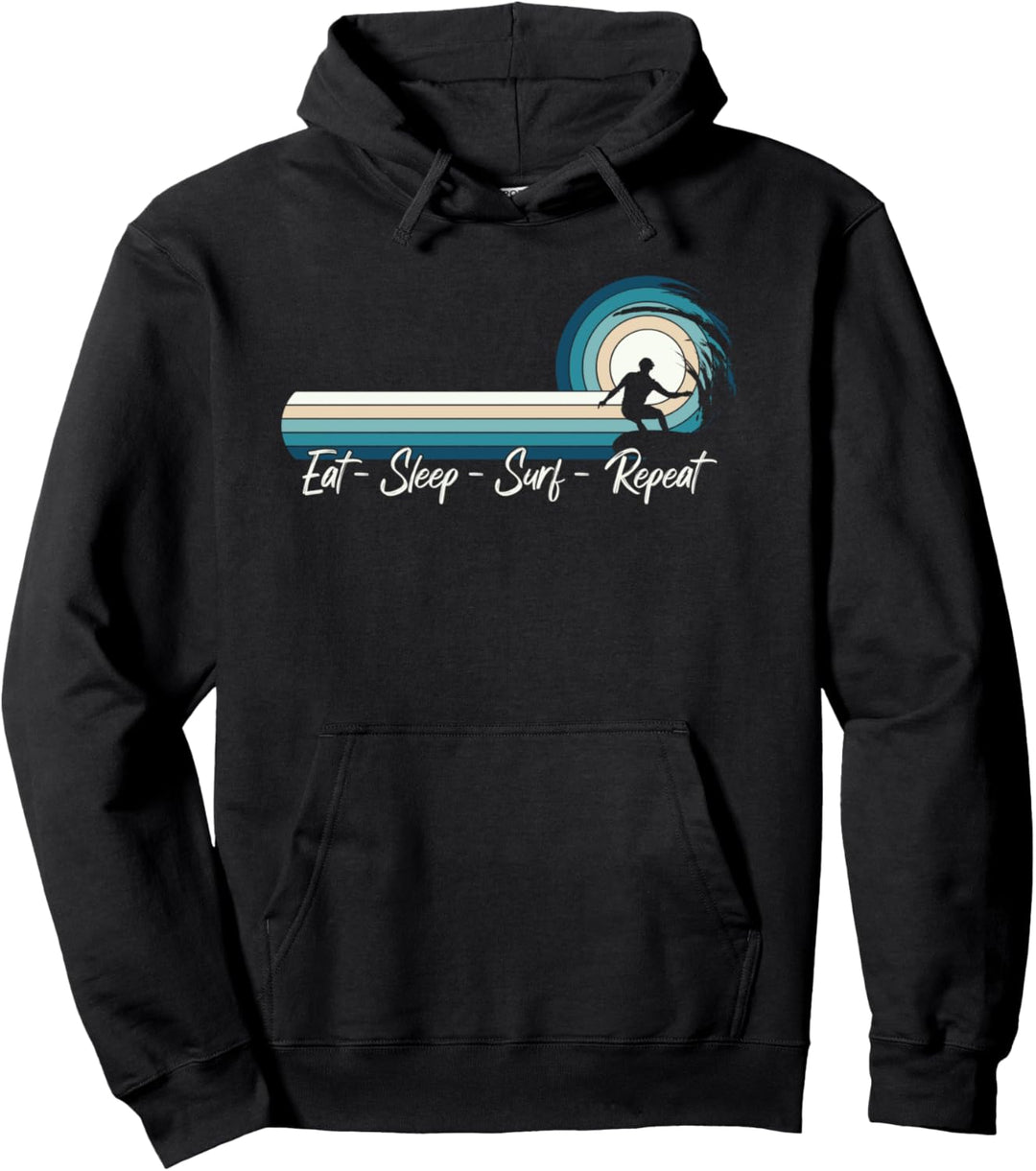 Eat Sleep Surf Repeat Funny Surfer Surfbrett Pullover Hoodie