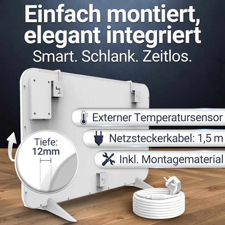 Infrarot Wandheizung 450W - Sofort Wohlfühlwärme - Senkt Heizkosten enorm - Luxusausstattung mit The