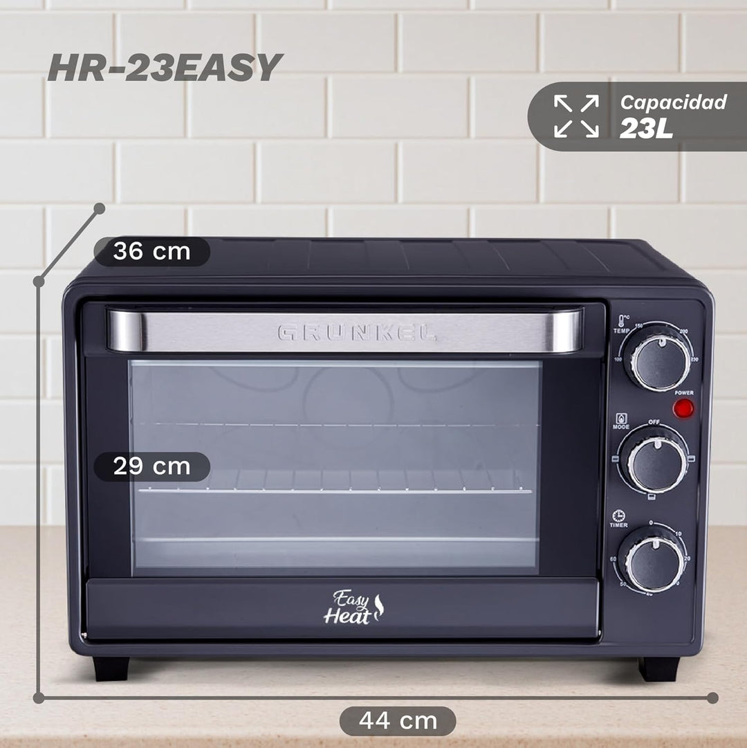 Grunkel Elektro-Multifunktionsbackofen 23L mit 3 Heizfunktionen und Temperaturwahl bis 230 °C, Timer