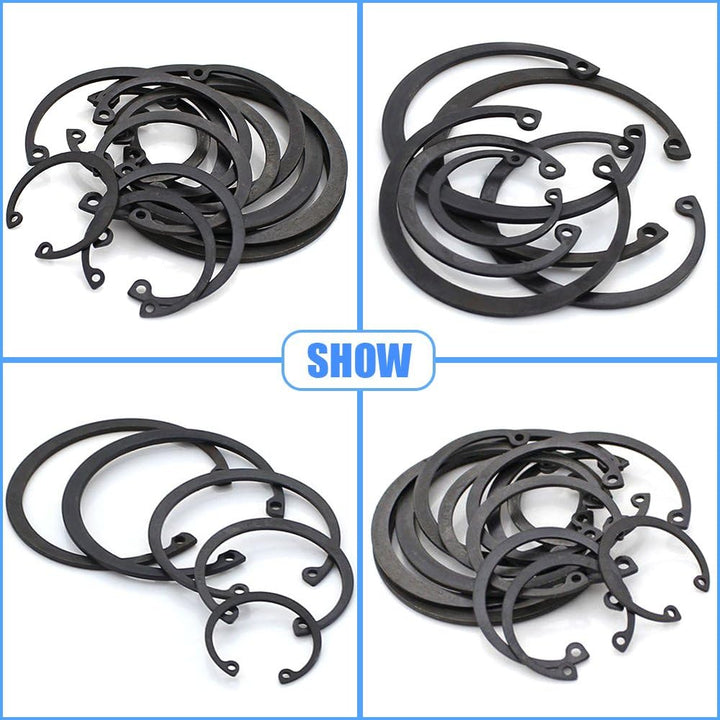 Glarks 150 Stück 15 Grössen metrische Legierung Stahl Interne Sicherungsringe Sicherungsring Sortime