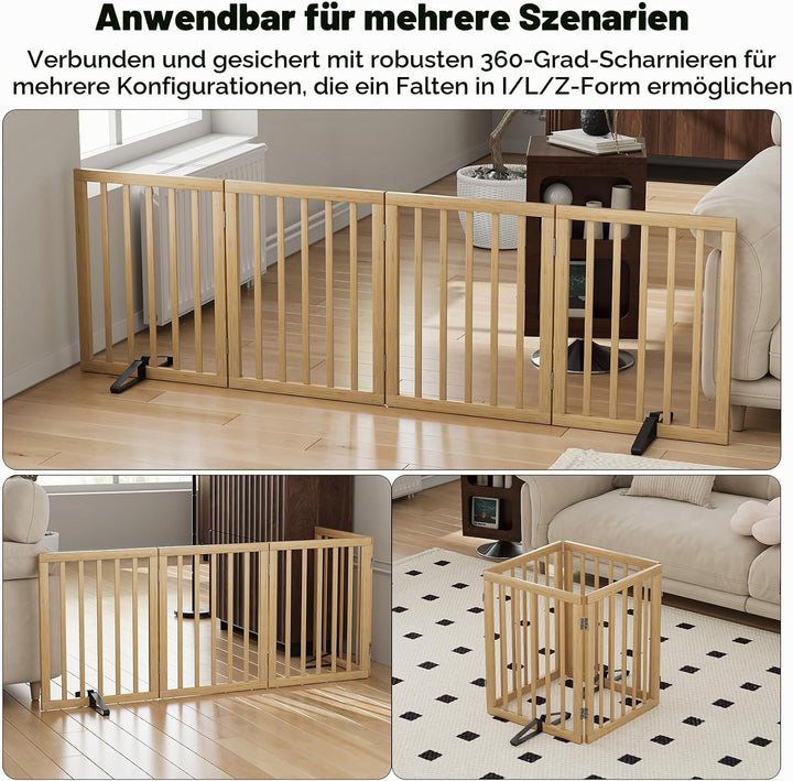 Freistehendes Hundegitter, Faltbares Hundebarriere für Tür,Treppen,Flur,Küche &amp; Schlafzimmer, Freist
