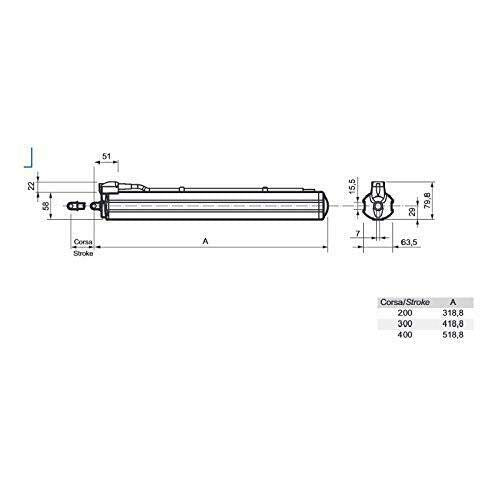 Elektromotor, Spindelantrieb Lichtkuppel 230V / 300mm HUB 500N Motorantrieb D8 FCE mit Signalkontakt