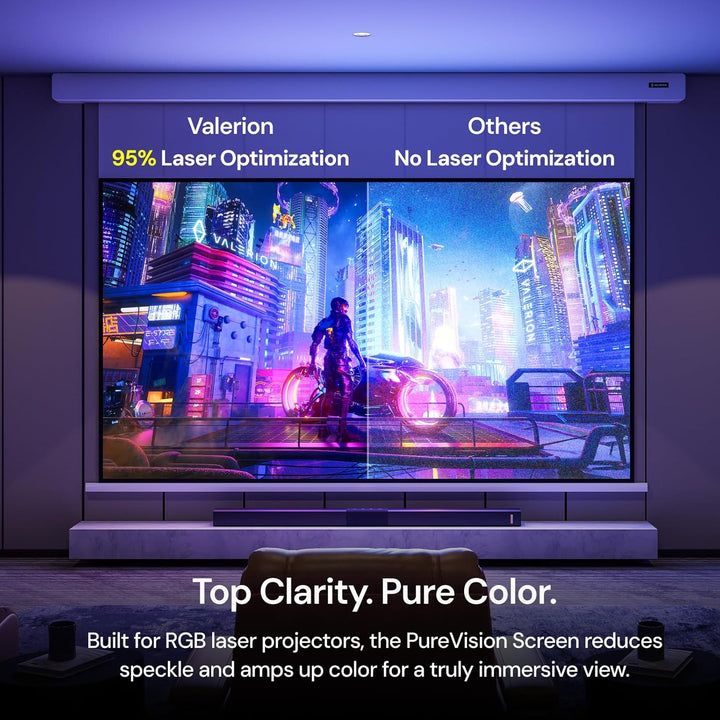 VisionMaster Pro2 4K Triple-Laser-Beamer Bundle mit 120" Anti-Speckle motorisierter Leinwand und Des