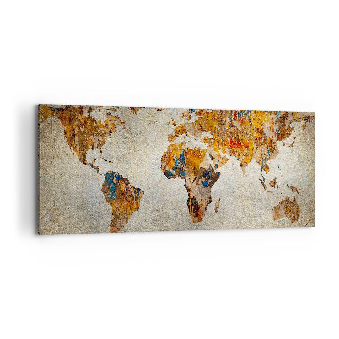Wandbilder Dekoration Wohnzimmer Welt Karte Kontinente Geographie Panorama Bilder auf Leinwand 120x5