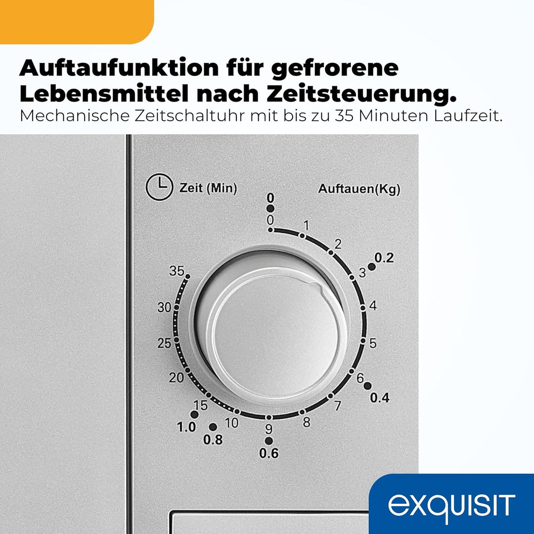 Exquisit Mikrowelle MW 802 si | 700 W Leistung | 20 L Garrraum | 5 Leistungsstufen | Timer | Drehtel