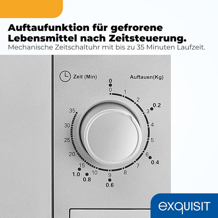 Exquisit Mikrowelle MW 802 si | 700 W Leistung | 20 L Garrraum | 5 Leistungsstufen | Timer | Drehtel