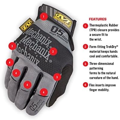 Mechanix Wear Herren Specialty High Dexterity 0.5mm Handschuhe Grau/Schwarz Schwarz/Grau M (1er pack