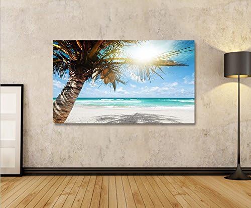 islandburner Bild Bilder auf Leinwand Palmenstrand 1p Karibik XXL Poster Leinwandbild Wandbild Dekoa