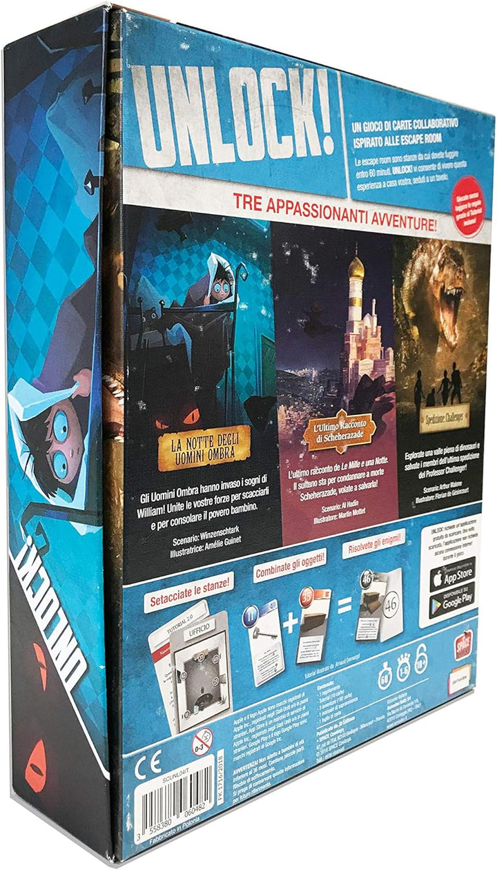 Asmodee Unlock! Exotic Adventures, Brettspiel mit App, Escape Room, 1-6 Spieler, 10+ Jahre, italieni