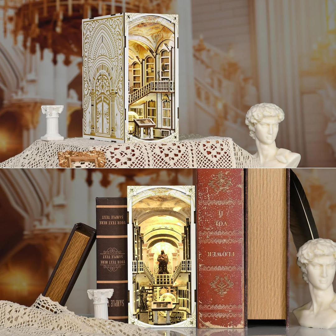 Book Nook Kit - Miniatur-DIY - Puppenhaus - 3D-Holzpuzzle - Buchstütze - Bücherregal - Dekoration mi