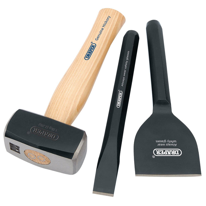 Draper Tools 26120 – Kit von Bauunternehmer Hickory-Holzstiel mit FSC zertifiziert (3-teilig)