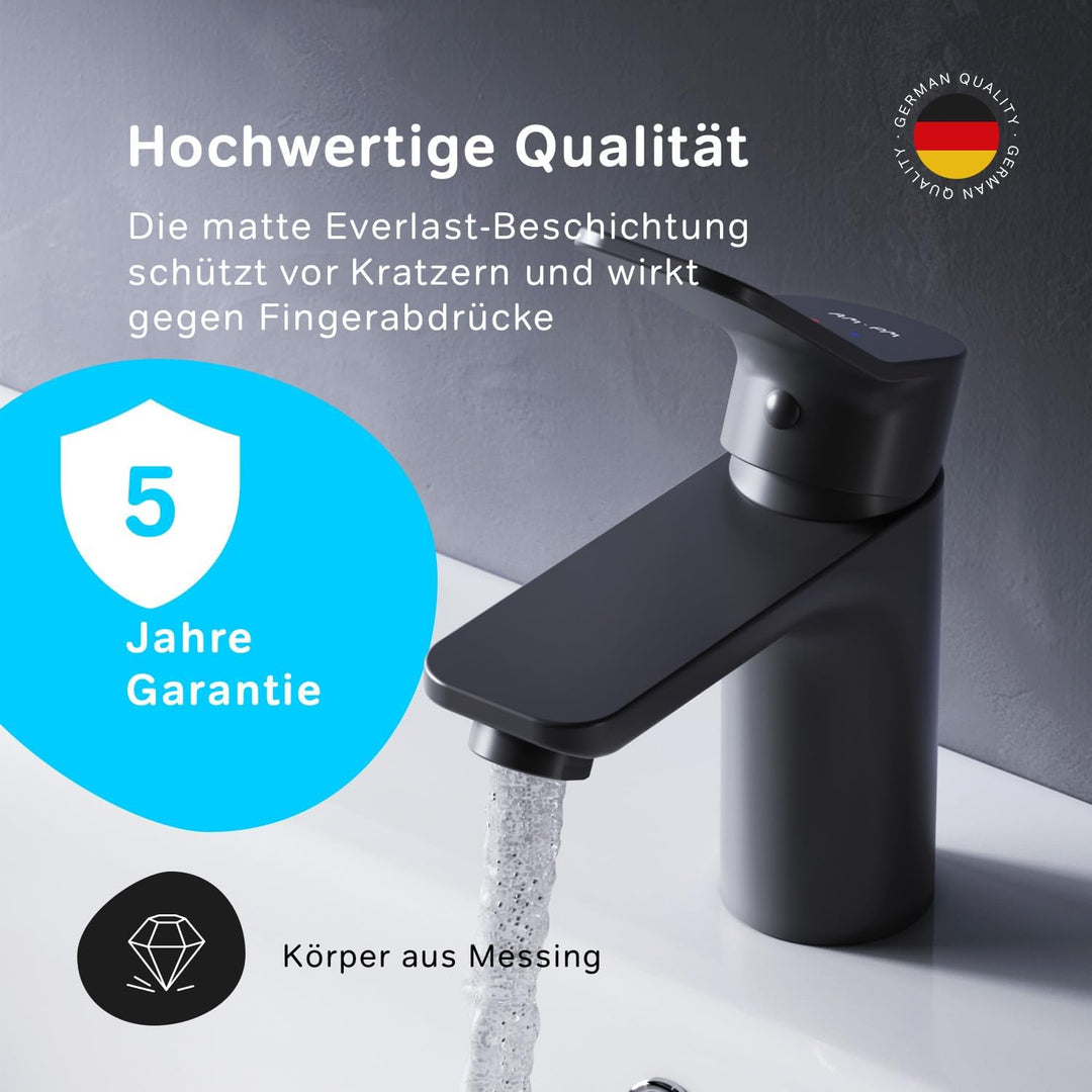 AM.PM X-Joy FXA82122 Wassersparende Einhebel-Waschtischarmatur, kratzfester Wasserhahn, leicht zu re