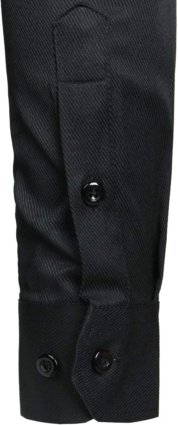 PARKLEES Herren Hemd aus massivem Twill, klassische Passform, schmale Passform, langärmelig, mit Tas