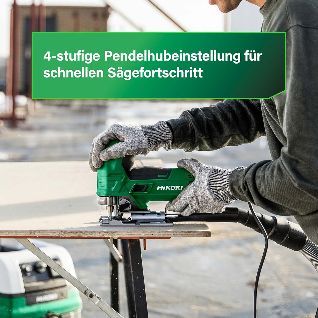 HiKOKI CJ90VAST2 Stichsäge im Koffer, 90 mm Säge, 705 W Pendelhubstichsäge | Elektro Säge mit Regele