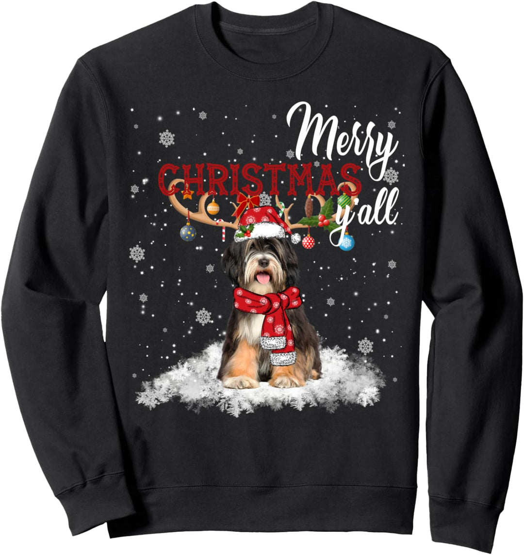 Merry Christmas Y'all Tibetischer Terrier Weihnachtsschmuck Sweatshirt