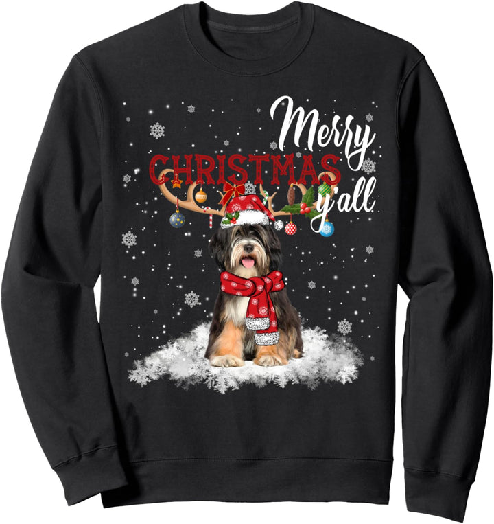 Merry Christmas Y'all Tibetischer Terrier Weihnachtsschmuck Sweatshirt