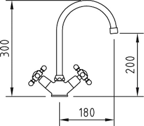 Clever Antigona Küchenarmatur, vertikal, zwei Griffe, Auslaufrohr, Chrom Lavabo spüle, Lavabo spüle