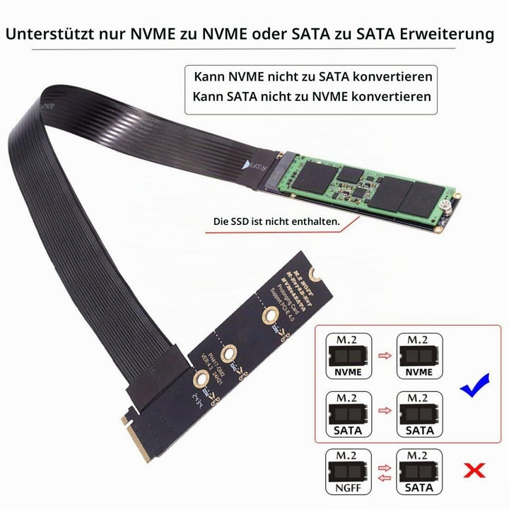 chenyang PCIE 3.0/4.0 M.2 NVME/NGFF SSD 90 Grad abgewinkeltes Band Flex Verlängerungskabel 30cm für