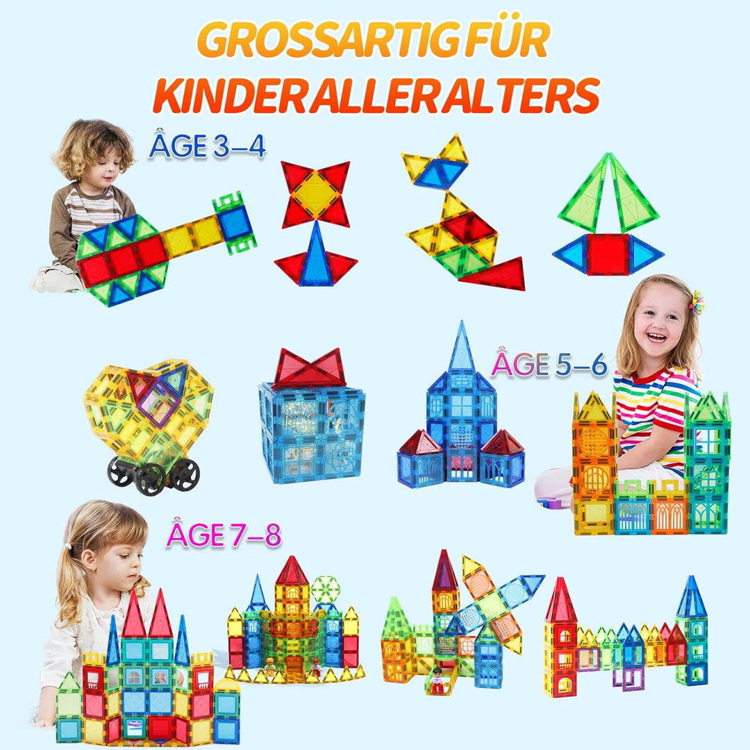 Magblock 100 Teile Magnetische Bausteine für Kinder Magnetspielzeug Magnete Bauklötze Konstruktion S