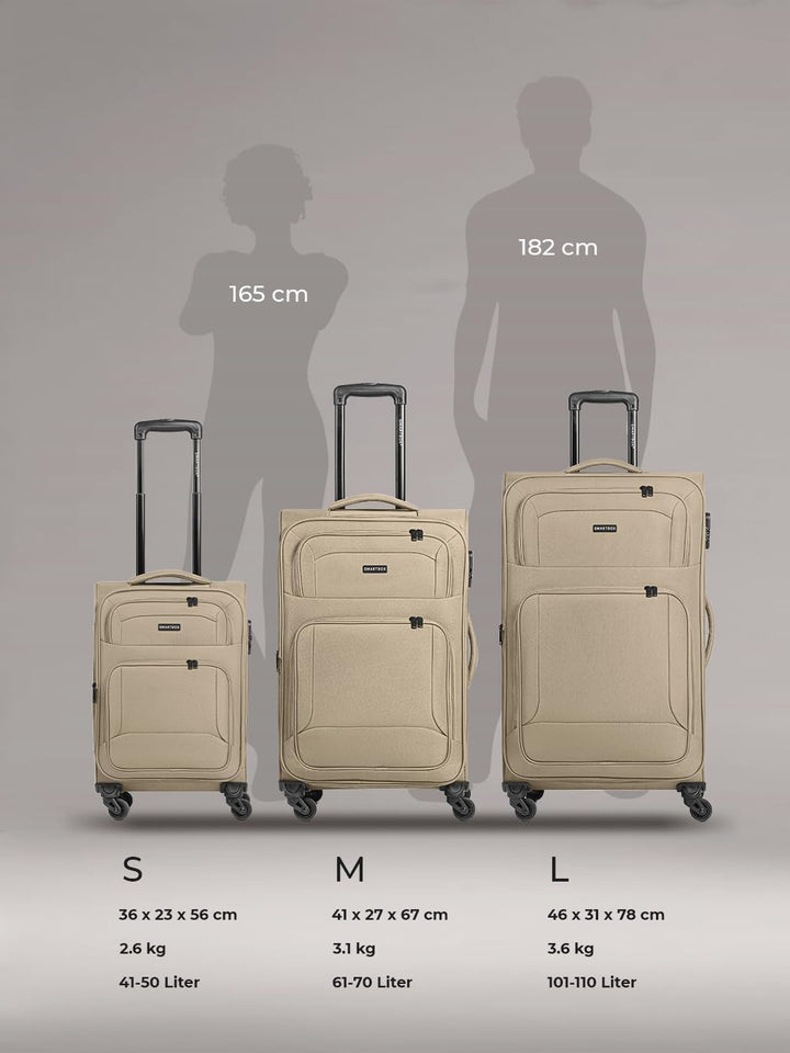 SMARTBOX grosser Weichgepäck Check-in Koffer für Damen &amp; Herren Beige L, Beige L