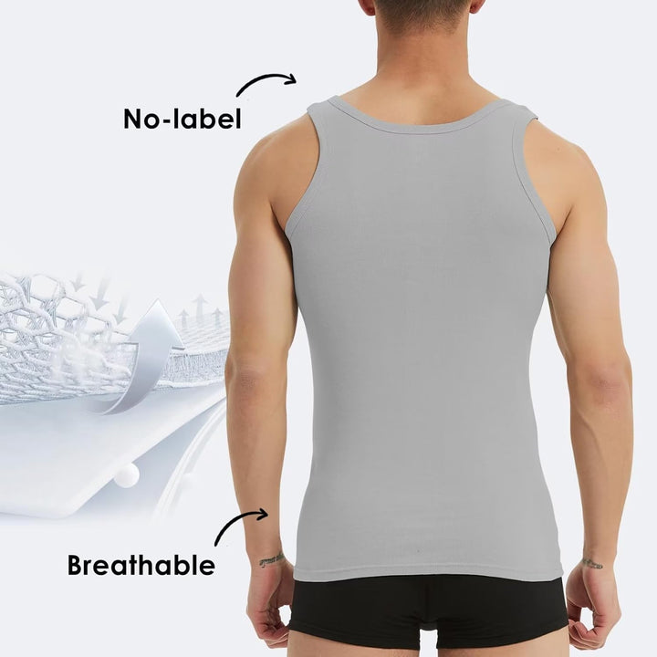 YouShow Unterhemd Herren 3/5er Pack 100% Baumwolle Tank Top Feinripp S 1*schwarz + 1*weiss + 1*grau,