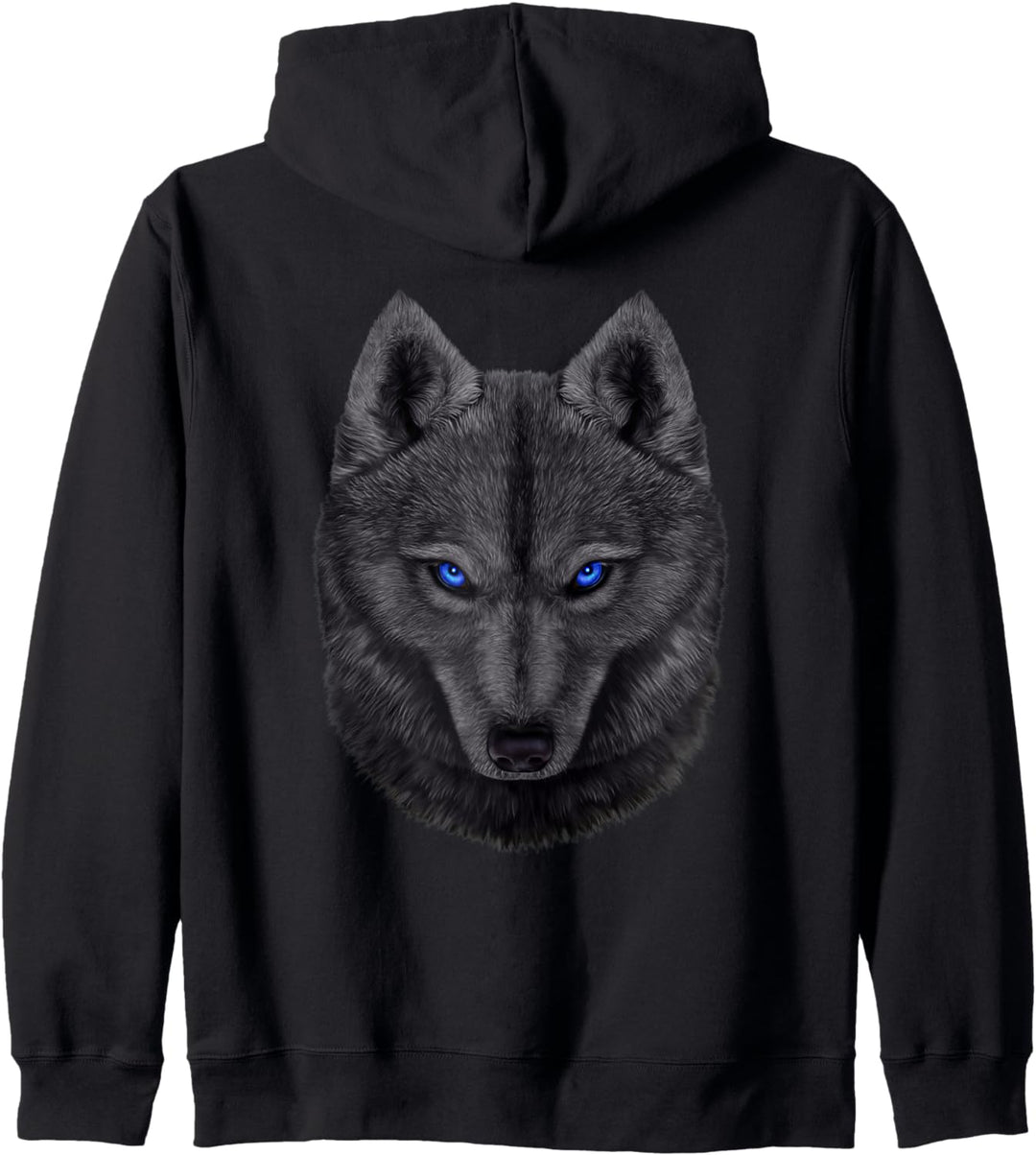 Schwarzer Wolfsgesicht Kapuzenjacke