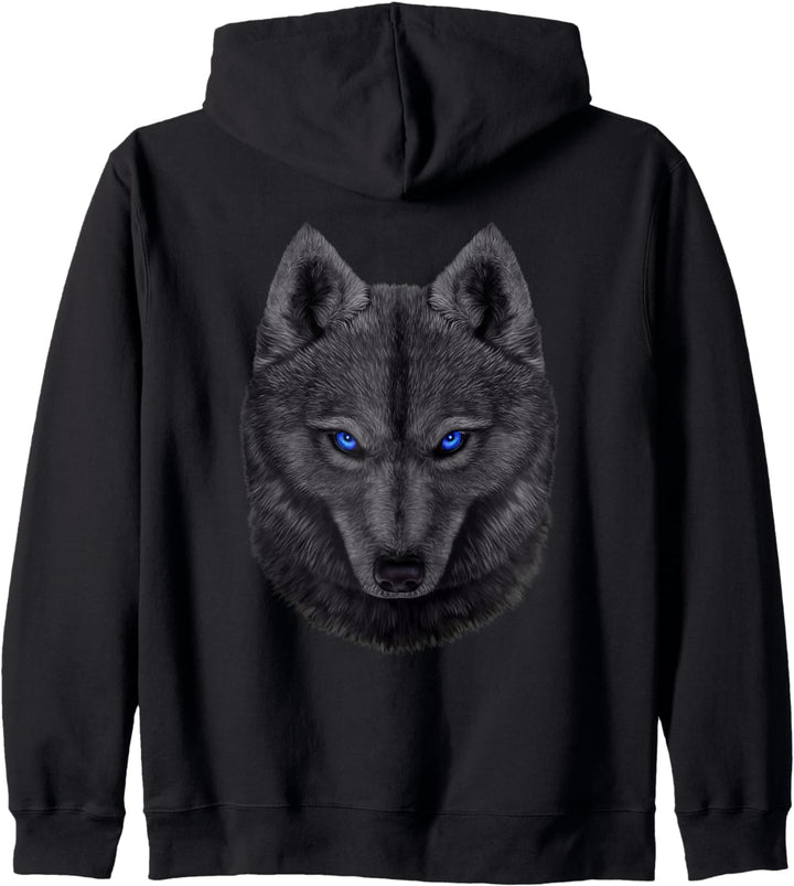 Schwarzer Wolfsgesicht Kapuzenjacke