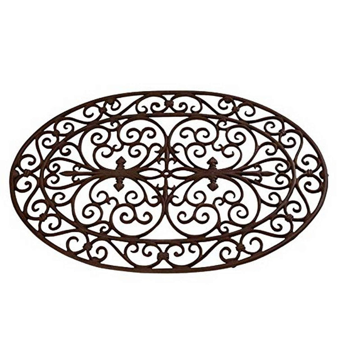 Esschert Design Schmutzfangmatte, Fussmatte aus Gusseisen, oval, ca. 74 cm x 49 cm