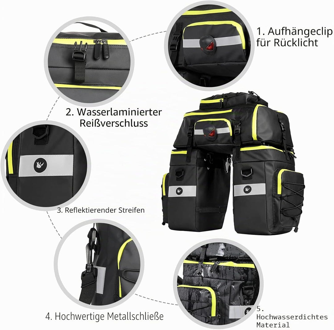 BAIGIO Fahrradtasche 3-in-1 Multifunction wasserdichte Gepäckträgertasche 75L Radfahren Gepäckträger
