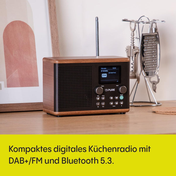 Pure Classic H4 Digitales Küchenradio (DAB+/FM, Bluetooth, USB, AUX, Küchentimer, Wecker), Coffee Bl