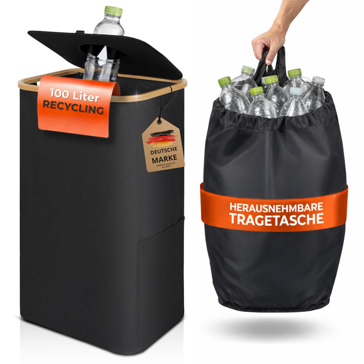 Pfandflaschen Sammelbehälter 100 L, faltbar & stabil, Flaschensammler Leergut, grosse Pfandbox, Pfan