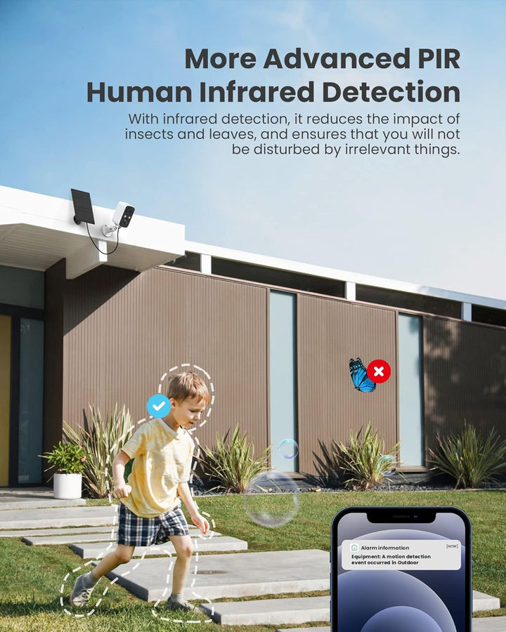 FOAOOD 2 Packung-Weiss Überwachungskamera Aussen Akku/Solar, Kamera Überwachung Aussen mit Farbige N