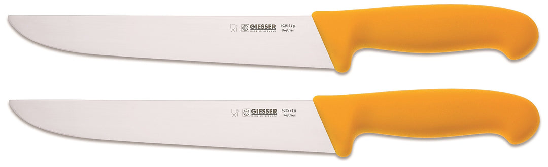 Giesser 2X Messer Schlachtmesser gelb 21 cm Klingenlänge schmale Form- Profimesser