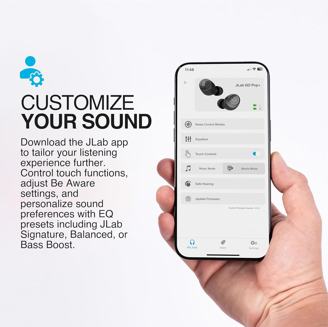 JLab Go Air Pop+ In Ear Kopfhörer kabellos Bluetooth, True Wireless Kopfhörer, 35+ Std Headphones, k
