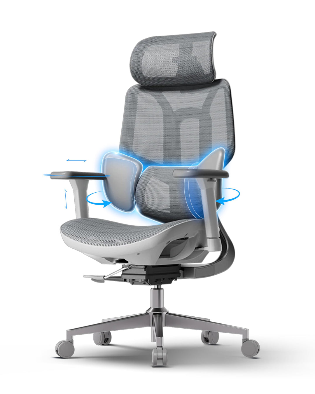 Hbada E3 Air Bürostuhl Ergonomisch, Schreibtischstuhl - mit 3-Zonen dynamischer Lendenwirbelstütze,